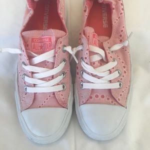 Converse Pink Eyelet Size 8 Slipon